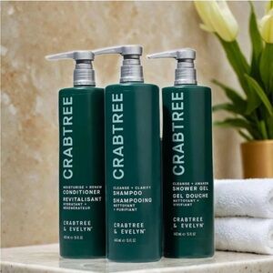 NEW CRABTREE & EVELYN CONDITIONER, SHAMPOO & SHOWER GEL SET - 15 fl.oz / 443 mL